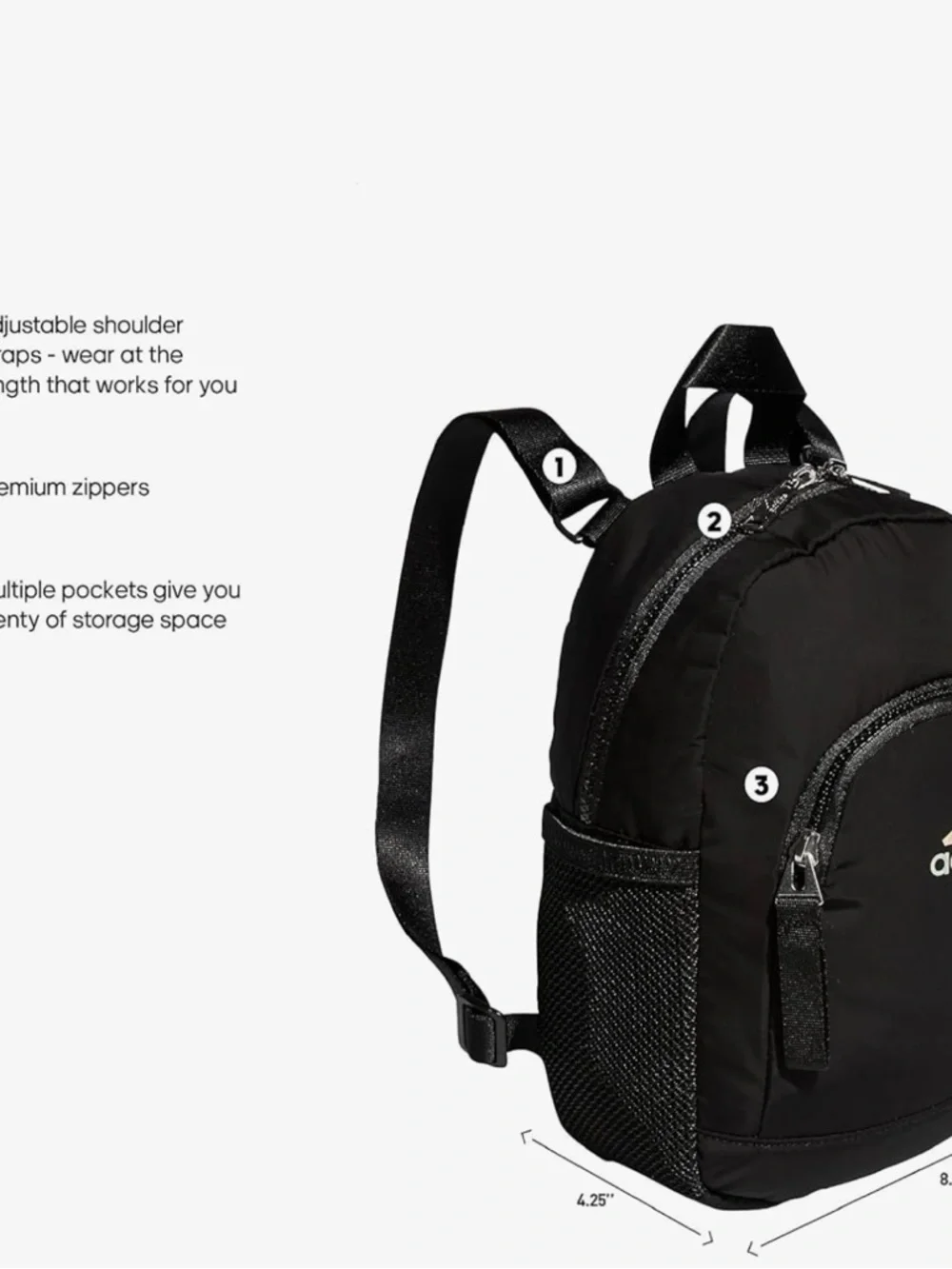 adidas Black Mini Backpack with Holographic Logo - Picture 2 of 8
